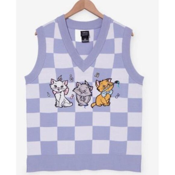 Disney The Aristocats Kittens Checkered Women's Sweater Vest Size Medium - Picture 1 of 7